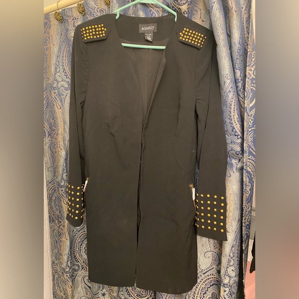 Ashro Black Gold Studded Jacket w Pants and Skirt